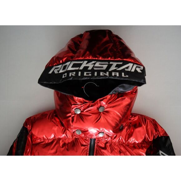 Rockstar Original Men's Sz 2XL Metallic Red Alasia Hooded Puffer Jacket - Picture 6 of 16